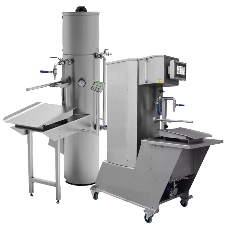 Flow-through pasteurizers with filling units